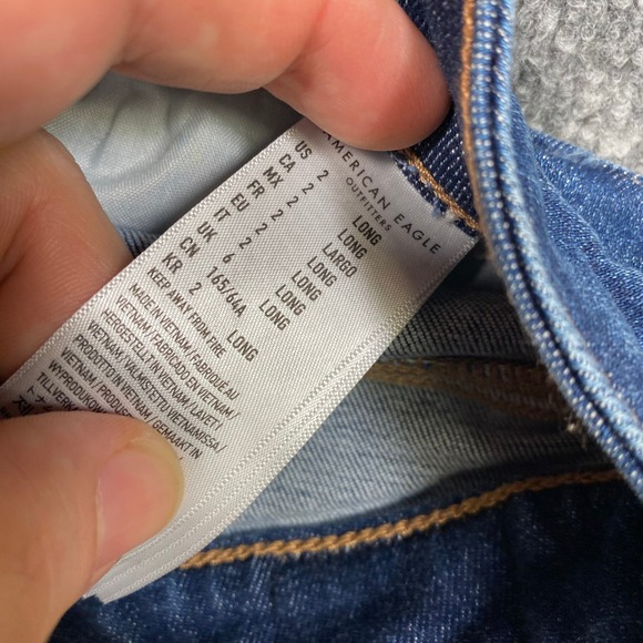 American Eagle Kick Boot Jeans Womens 2 Long Dark Wash Stretch Denim Flare Blue - Picture 8 of 9